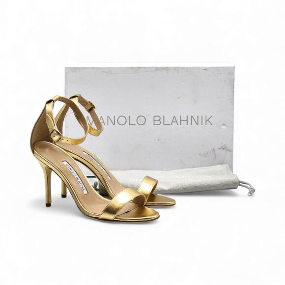 Manolo Blahnik Shoes - Manolo Blahnik Chaos Metallic Leather Sandals Size EU 36 US 5.5 - NWB $945